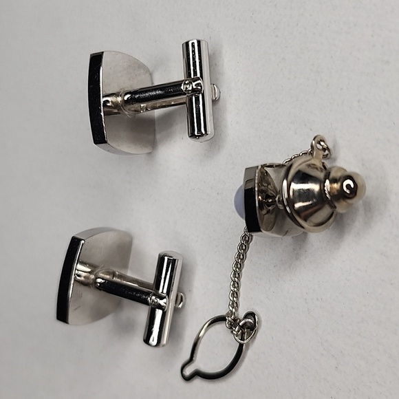 Jade white Quarts UNBRANDED CUFFLINKS SET JAPAN MADE - Picture 9 of 11